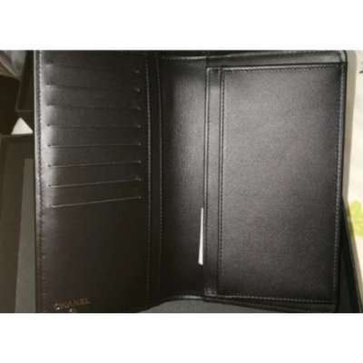 【二手正品】 Chanel香奈兒 wallet Boy A80285 黑色羊皮金扣 對摺長夾 黑色 卡夾 錢包