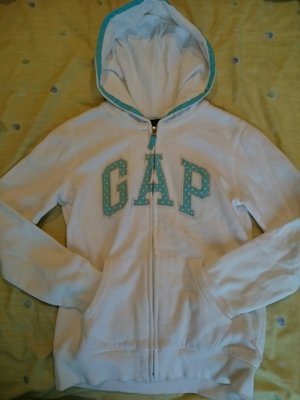 美國帶回 GAP Kids女童G字Logo 連帽 外套 徽標 開襟 拉鍊 白色兒童上衣 真品 9成新$69 1元起標