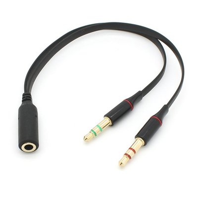 3.5mm轉換頭轉接線(黑色) 耳麥一分二 耳機麥克風 手機耳機線 耳機轉電腦耳麥 HTC華碩三星 RC-122-BK