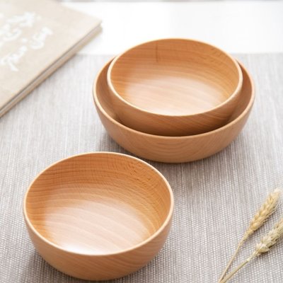 實木碗櫸木整木沙拉碗圓缽家用水果碗日式木質餐具碗~超夯 下殺 新品