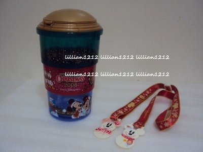 新貨到~日本2008東京迪士尼disney聖誕限米奇米妮雪人爆米花筒(現貨) 爆米花桶B