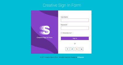 Creative Sign In Form 響應式網頁模板、HTML5+CSS3、網頁特效  #10055