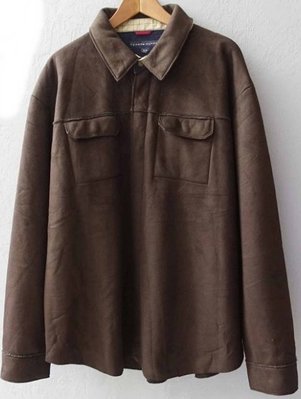 美國品牌 TOMMY HILFIGER 深咖啡色 內裡鋪毛 絨質 休閒襯衫式外套 XL號