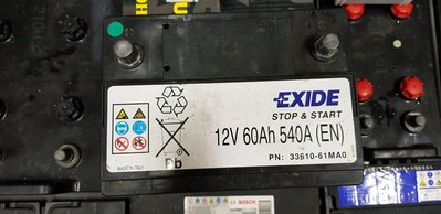 (二手中古電池) EXIDE LN2 EFB60 (同56224) 免保養汽車電池 數值漂亮，品項優 VITARA