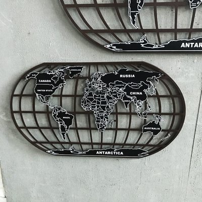 ZAKKA雜貨 好感設計創意地球檥圖壁飾 工業風LOFT時尚橢圓造型世界地圖擺飾 摩登歐美鐵製國家分佈地圖造型壁掛式裝飾