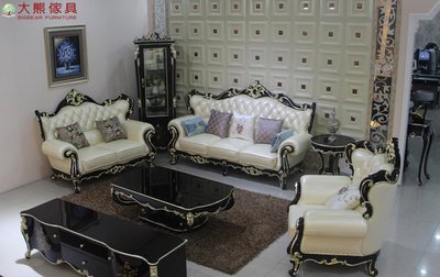 【大熊傢俱】Q07 -002 新古典 皮沙發 多件式沙發 客廳組椅 歐式沙發 美式沙發