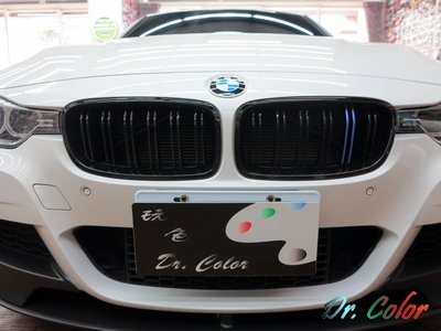 Dr. Color 玩色專業汽車包膜 BMW 328i 黑carbon/絲綢變色冰川藍_鼻頭/後視鏡/鴨尾/車頂