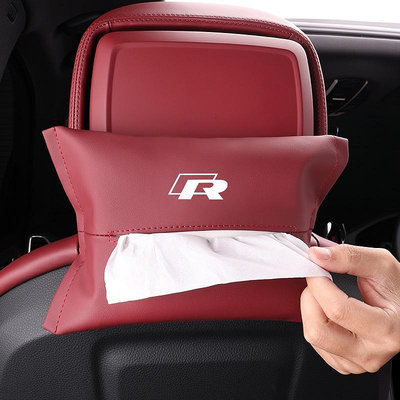 VW福斯R-Line 車用紙巾盒 車用面紙套 椅背面紙盒 掛式衛生紙盒 Golf Tiguan Touran 汽車配件滿599免運