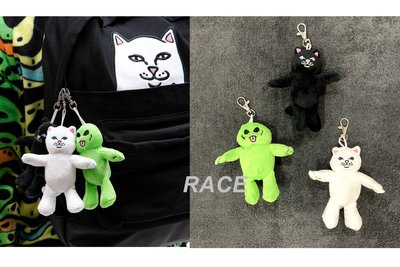 【RACE】RIPNDIP LORD NERMAL 中指貓 鑰匙圈 吊飾 玩偶 公仔 外星人 白 黑 綠