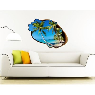 『摩達客』法國Ambiance 熱帶海灘 家飾設計壁貼(70112078029)