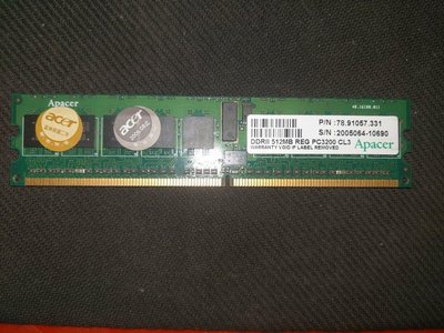 100 （3C）（電腦）Apacer 512M PC3200 CL3 DDR2 Reg 記憶體 Acer 標籤（1）