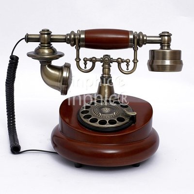 INPHIC-歐式仿舊有繩電話撥盤古董電話創意家用商務復古座機