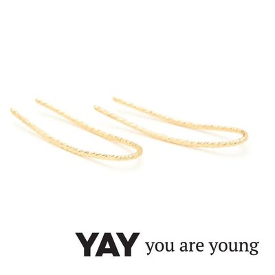 YAY You Are Young Fruit Dor 雅果貼合耳廓耳環 細緻髮絲紋 金色