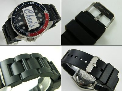 錶帶屋 22mm 24mm代用Panerai 沛納海 精工 seiko ORIS 卡地亞進口三板鋼帶款矽膠錶帶 現貨