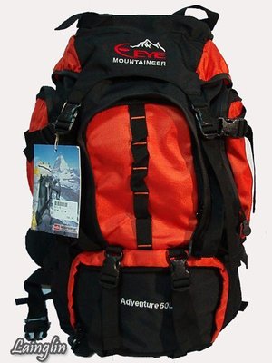 【良林皮件】【Mountaineer】50L 輕量鋁架登山包~運動旅遊後背包(橘、紅) E011