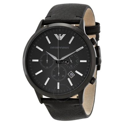 現貨#EMPORIO ARMANI 亞曼尼手錶 AR2461真皮錶帶 三眼計時腕錶 手錶  歐美代購簡約