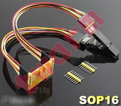 《德源科技》r)SOP16 測試夾 燒錄夾 IC夾子（送連接線、SOP16轉SOP8轉接板、排針(可直插SOP16)）