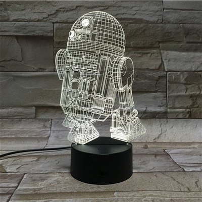 [現貨]機器人 星際大戰R2D2-B 3D視覺立體燈 七彩漸變 觸摸開關 Star Wars錯覺燈 小夜燈 趣味創意禮物
