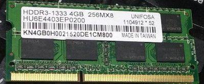 ddr3-1333 4GB記憶體2RX8筆電unifosa hddr3-1333 hu6e4403ep0200 4g