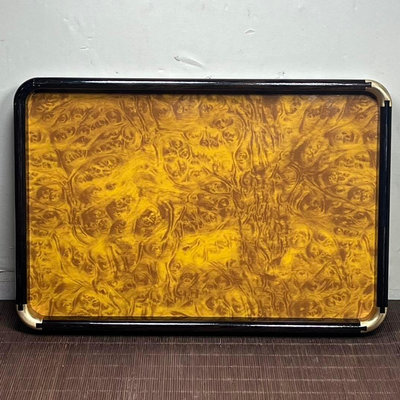 銅角花梨黑檀木鑲黃金樟木雕刻茶盤擺件 尺寸長30公分 寬21公分 高2.5公分    132001698