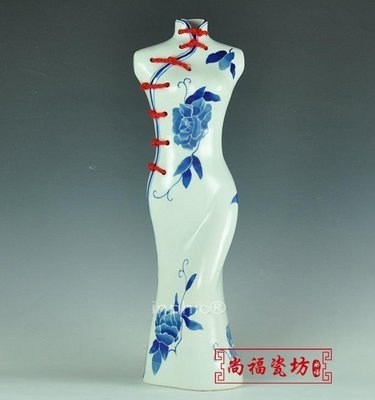 INPHIC-青花瓷手工繪畫 歐式古典 創意擺飾 博古架旗袍 擺飾花瓶