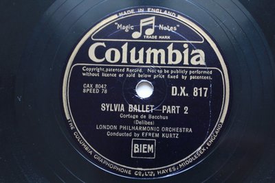 sylvia ballet《希爾薇婭》78轉 蟲膠唱片 電木唱片