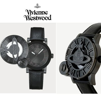 Vivienne Westwood ►( 黑色  ) 立體土星翻蓋手錶 中性錶｜100%全新正品｜日本限定款!