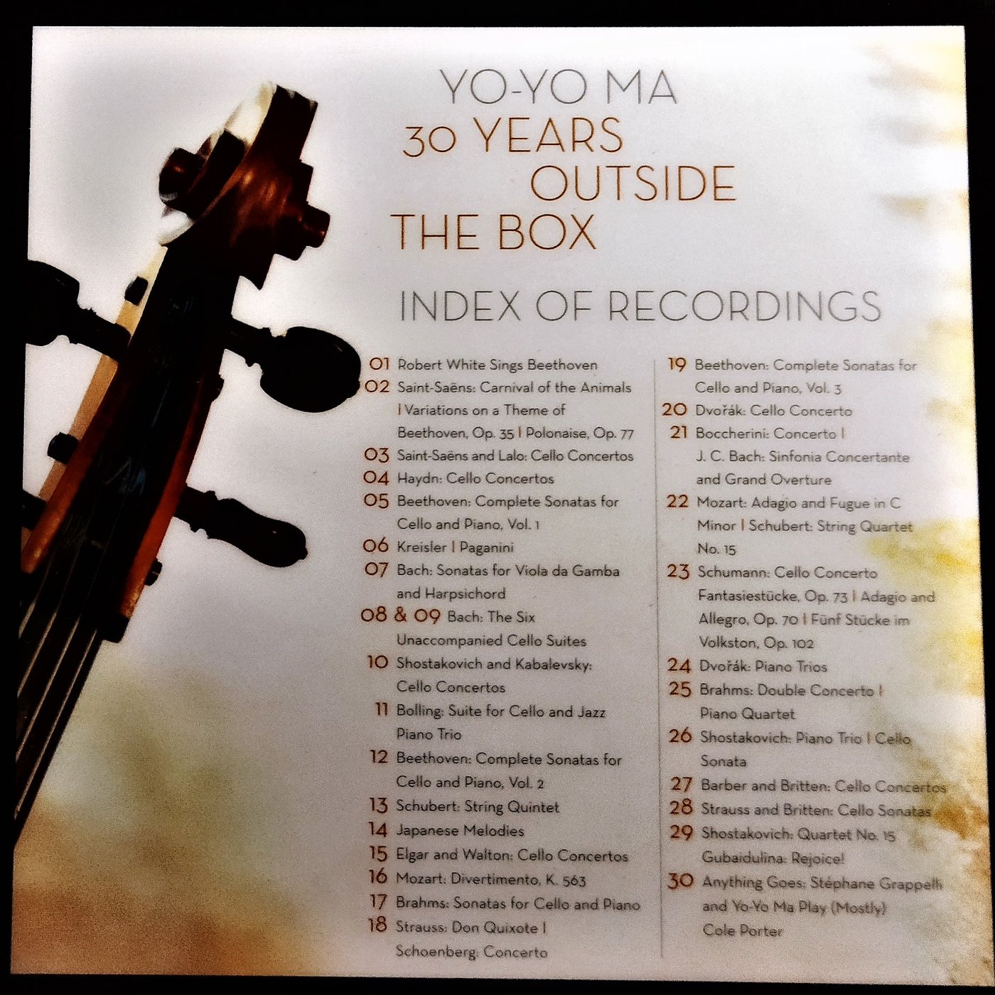 馬友友-Yo-Yo Ma ~ 30 Years Outside The Box - CD品質佳, 外箱受潮損毀嚴重