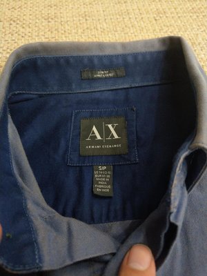 AX ARMANI Exchange 灰藍色長袖襯衫 修身顯瘦