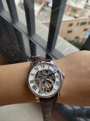 #CARTIER卡地亞鏤空雕花 男士手錶 直徑42 mm 真陀飛輪 真牛皮錶帶  腕錶 男錶氣質經典 三號店
