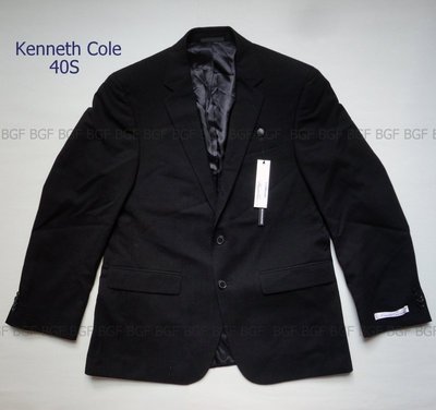 (寶金坊)美國進口 名牌西裝 Kenneth Cole 黑色羊毛 窄版 修身 雙釦 西裝外套 US40S M號