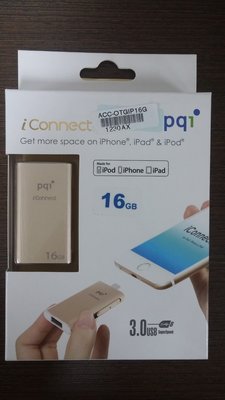 【金色下單區】PQI iConnect 蘋果OTG專用超速雙享碟 16GB USB 3.0 蘋果MFi認證通過