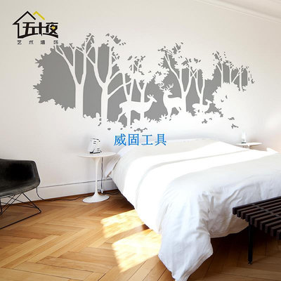客廳壁貼 臥室壁貼 森林小鹿北歐牆貼紙創意臥室床頭裝飾溫馨貼畫小清新壁紙牆紙自粘