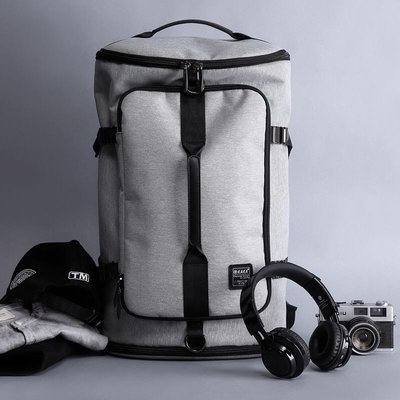 《LEO包舖》KAKA 運動旅行多功能圓桶包（時尚健身包、潮流後背包、經典雙肩包、休閒筆電包）