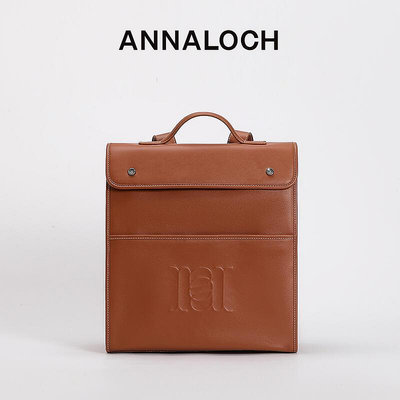 ANNALOCH再生系列簡約雙肩包男女商務通勤時尚真皮大容量手提包