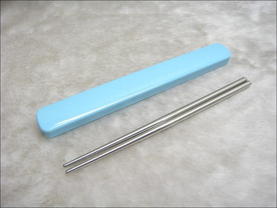 304餐具組-環保筷-21 公分#304不鏽鋼筷組-水藍色