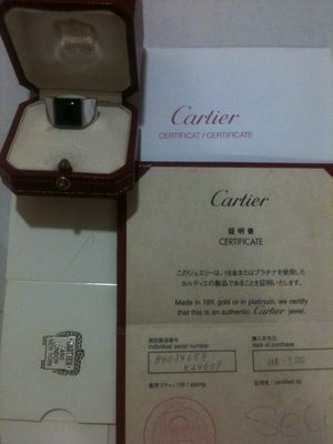 Cartier Tank(坦克) 18k白金750黑色瑪瑙戒指(非常稀有已絕版)