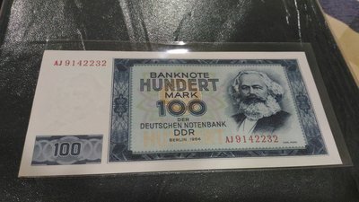 德國(Germany), 100馬克, 1964年, 全新UNC, 稀少早期紙鈔!!