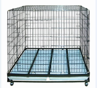 台灣制 3台尺 折合式靜電烤漆籠 大型狼犬籠 狗籠（附輪）DK-0644（雙門）3X3尺，每件5,300元
