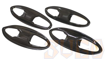 SUGO汽車精品 本田HONDA FIT 3/3.5代  專用黑碳卡夢水轉印防刮外門碗(黏貼式)