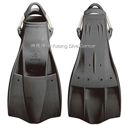 游龍潛水✴PROBLUE~F-749 彈簧C型扣 橡膠噴射蛙鞋 (黑色 BLACK)