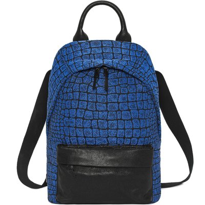 Alexander McQueen亞歷山大·麥昆 專櫃正品 全新品 藍色梭織鱷魚皮紋 雙肩背包 後背包