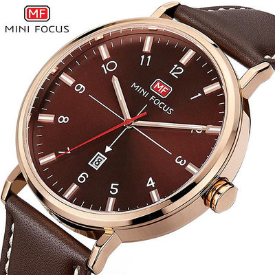現貨男士手錶腕錶MINI FOCUS福克斯男錶石英錶簡約商務十字紋皮錶帶MF0019G