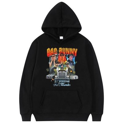 Bad Bunny 連帽衫長袖街頭服飾常規男士衛衣男連帽衫-博朗服飾