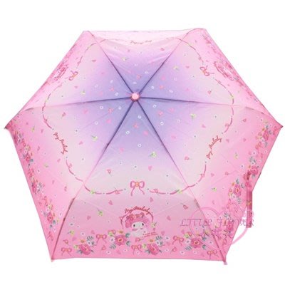 ♥小花花日本精品♥Melody 美樂蒂 粉色緞帶 防風 透光設計 三折設計 折傘 雨傘 折疊傘 ~3
