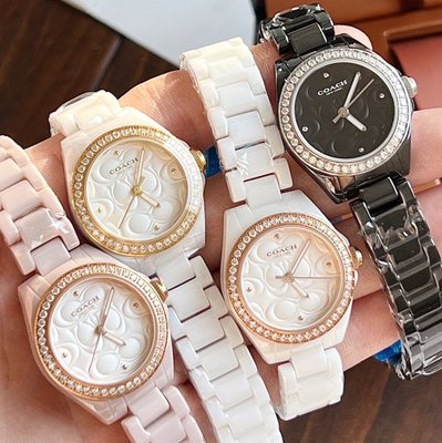 品牌特賣店 美國代購 COACH 精緻小巧鑽陶瓷手錶 女錶 美國100%正品代購 附件齊全