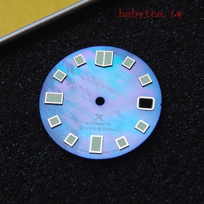 熱銷 精工改裝錶盤字面綠夜光28.5mm盤隕石面手錶NH35機芯幻彩藍貝母面現貨