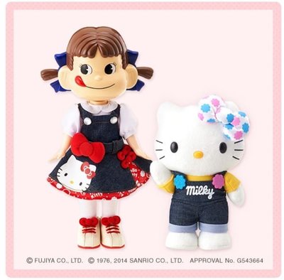 鼎飛臻坊 不二家 牛奶妹 PEKO &amp; Hello Kitty 聯名款 娃娃 公仔 擺飾 限量 日本正版
