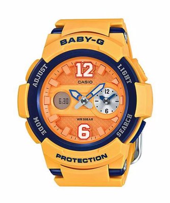 CASIO 卡西歐 BABY-G 立體面板休閒錶 (BGA-210-4BDR) 橘黃色