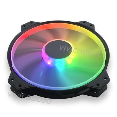 希希之家VIVI MF200R ARGB 5V 3PIN 20cm幻彩電腦臺式散熱風扇，帶RGB LED燈靜音機箱風扇